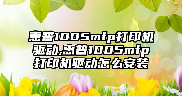 惠普1005mfp打印機驅(qū)動,惠普1005mfp打印機驅(qū)動怎么安裝