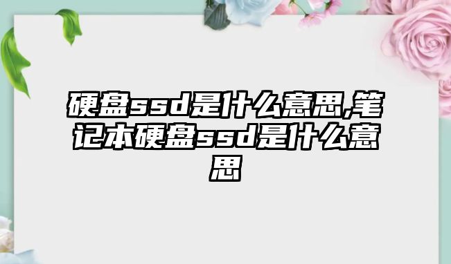 硬盤ssd是什么意思,筆記本硬盤ssd是什么意思